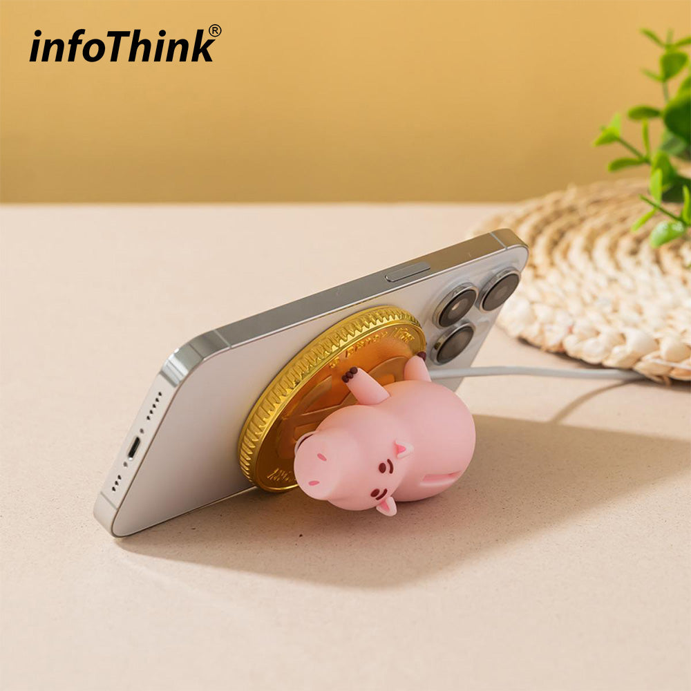 InfoThink 火腿豬系列 磁吸無線充電盤