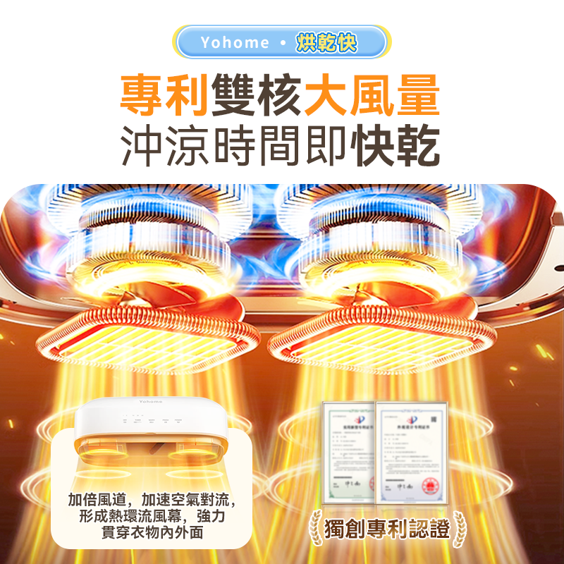 日本Yohome 雙核Max多件速乾除菌淨味暖衣4合1免安裝折疊可移動烘乾機PRO YH-021