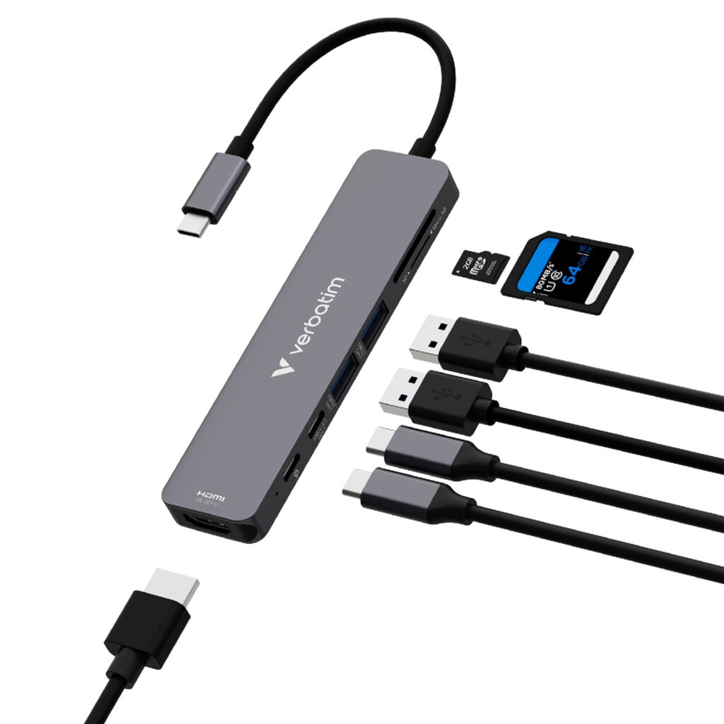 Verbatim Essentials USB-C 7 端口擴展器 32158