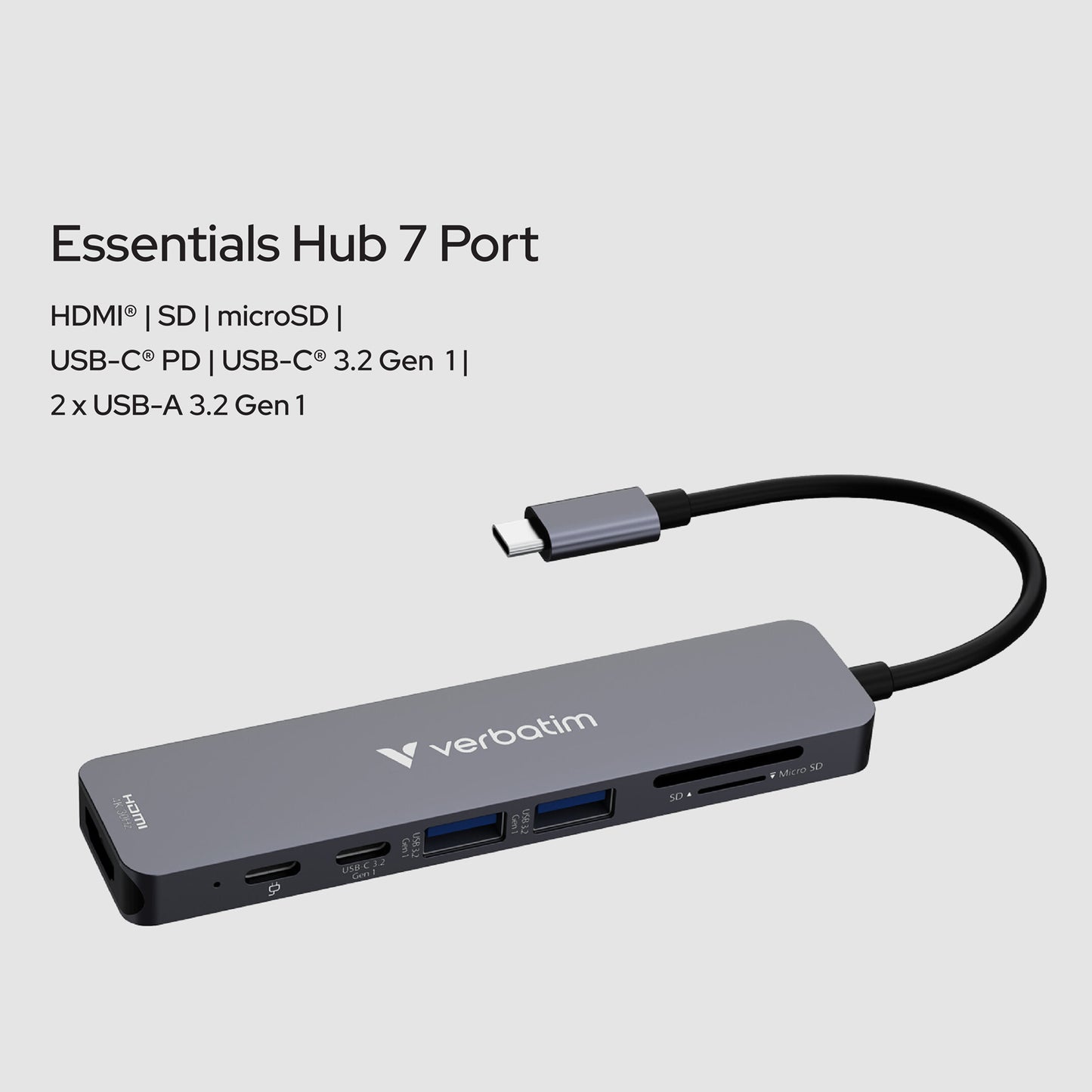 Verbatim Essentials USB-C 7 端口擴展器 32158