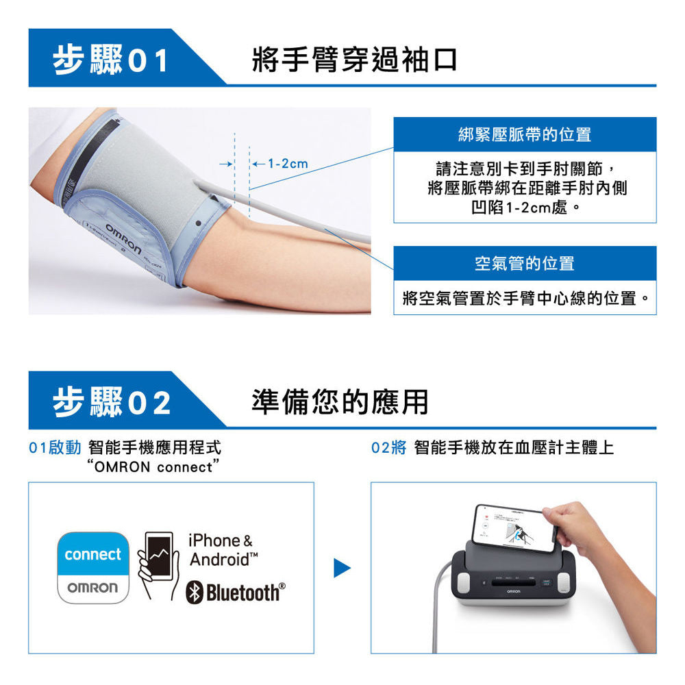 【日本製造 一年保用】Omron 兼有心電圖儀 上臂式藍牙血壓計 HCR-7800T