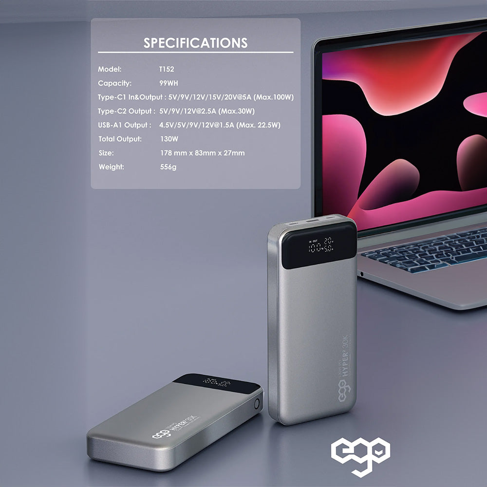 EGO HYPER² 30K 30000mAh 130W PD 行動電源(T152)