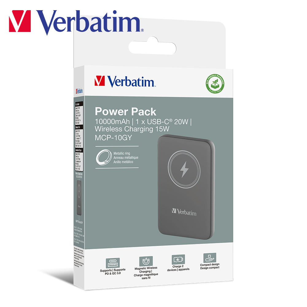 Verbatim 10000mAh MagSafe 磁吸無線流動充電池 (MCP-10)
