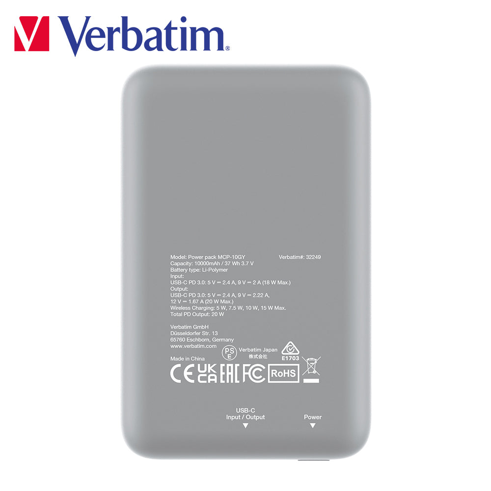 Verbatim 10000mAh MagSafe 磁吸無線流動充電池 (MCP-10)