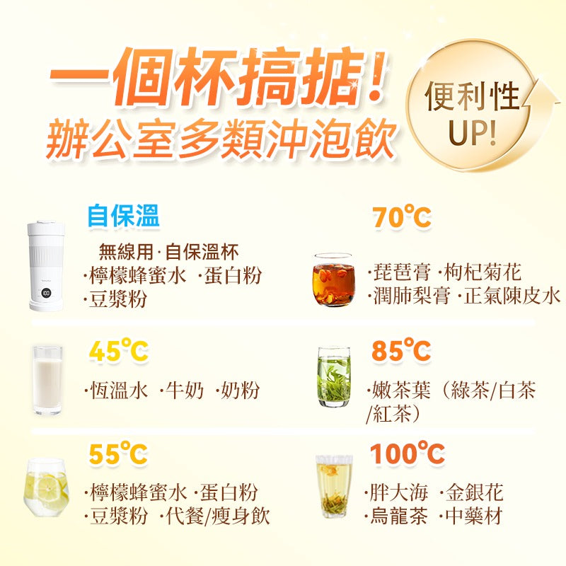 Yohome 多功能泡燒溫控攪拌自清潔高效便飲健康杯