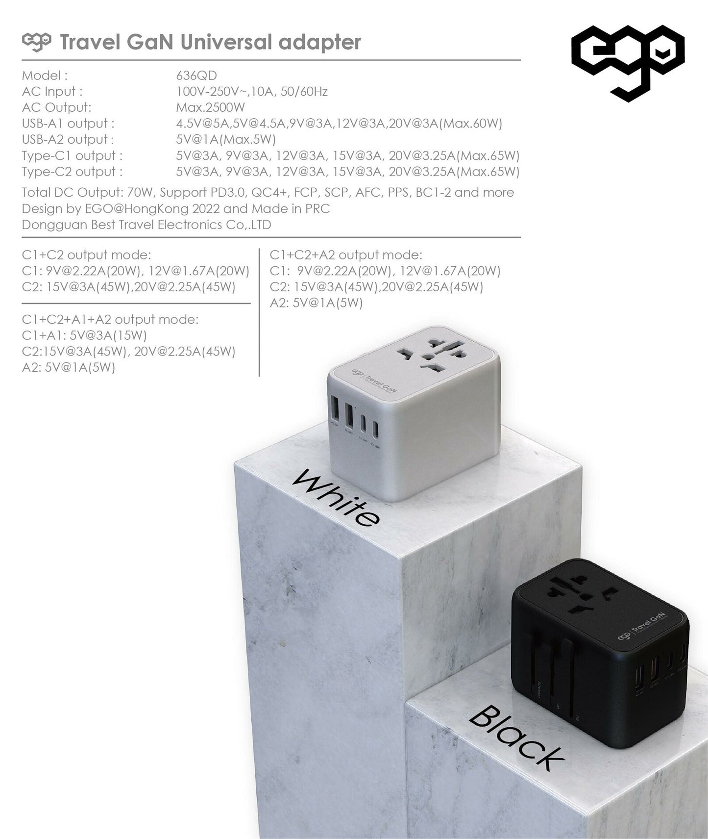 EGO 70W Travel GaN 4USB 旅行轉換插頭