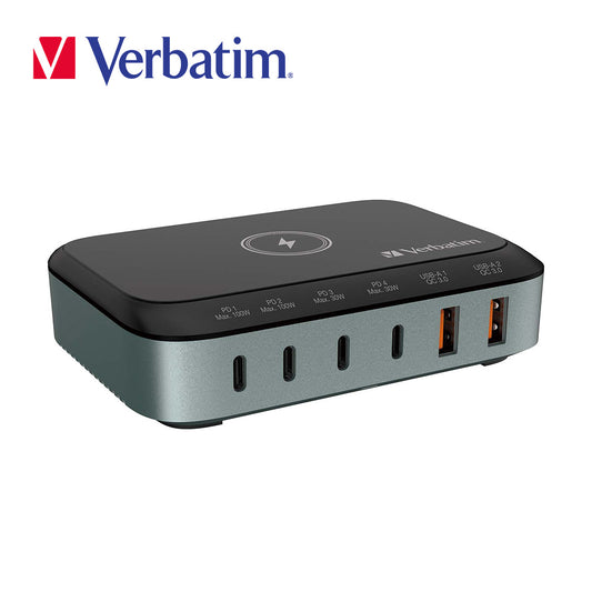 Verbatim 6 端口 100W 連無線充電 GaN 充電器 (#66853)