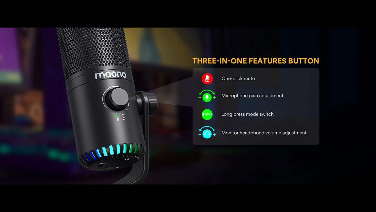 Maono 閃克 DM30 RGB 電容式麥克風