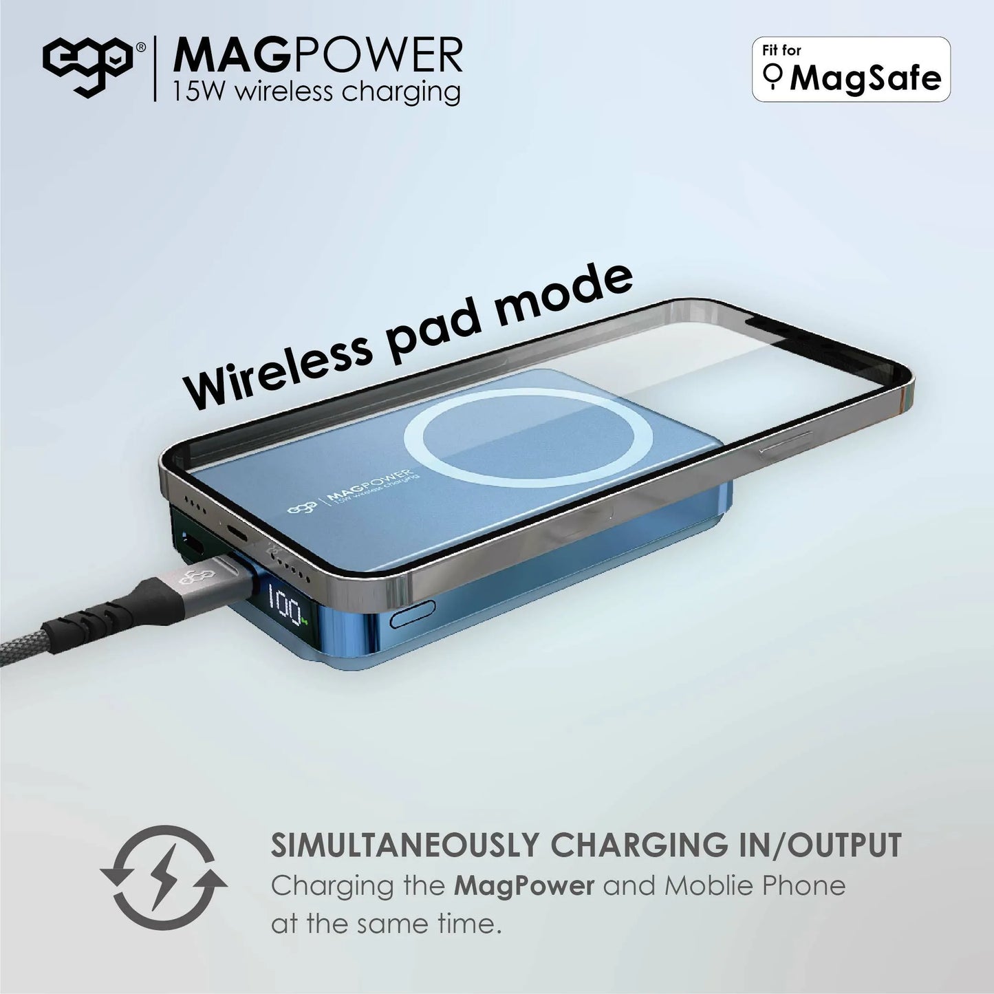 EGO MAGPOWER 3.1代 12000mAh magsafe 數顯行動電源 972WP