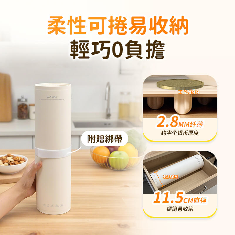 Yohome 薄柔捲分拆式全墊水洗易潔速熱多用餐伴暖餸墊PRO BW622