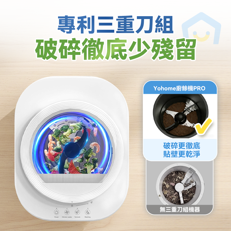 Yohome 智能粉化減量發酵堆肥可視窗自清潔可卸洗刀組多用途環保廚餘機 PRO