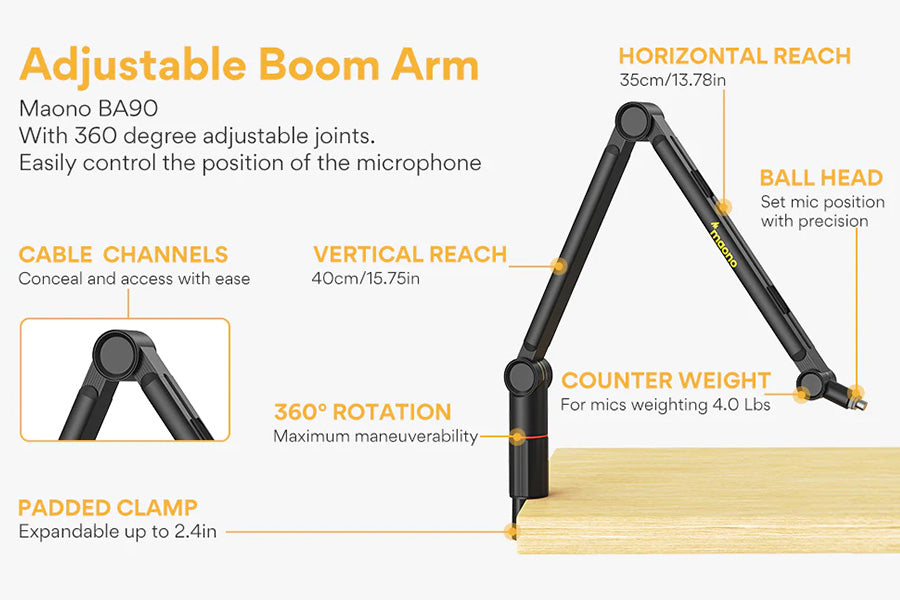 Maono 閃克 AU-BA90 專業麥克風支架