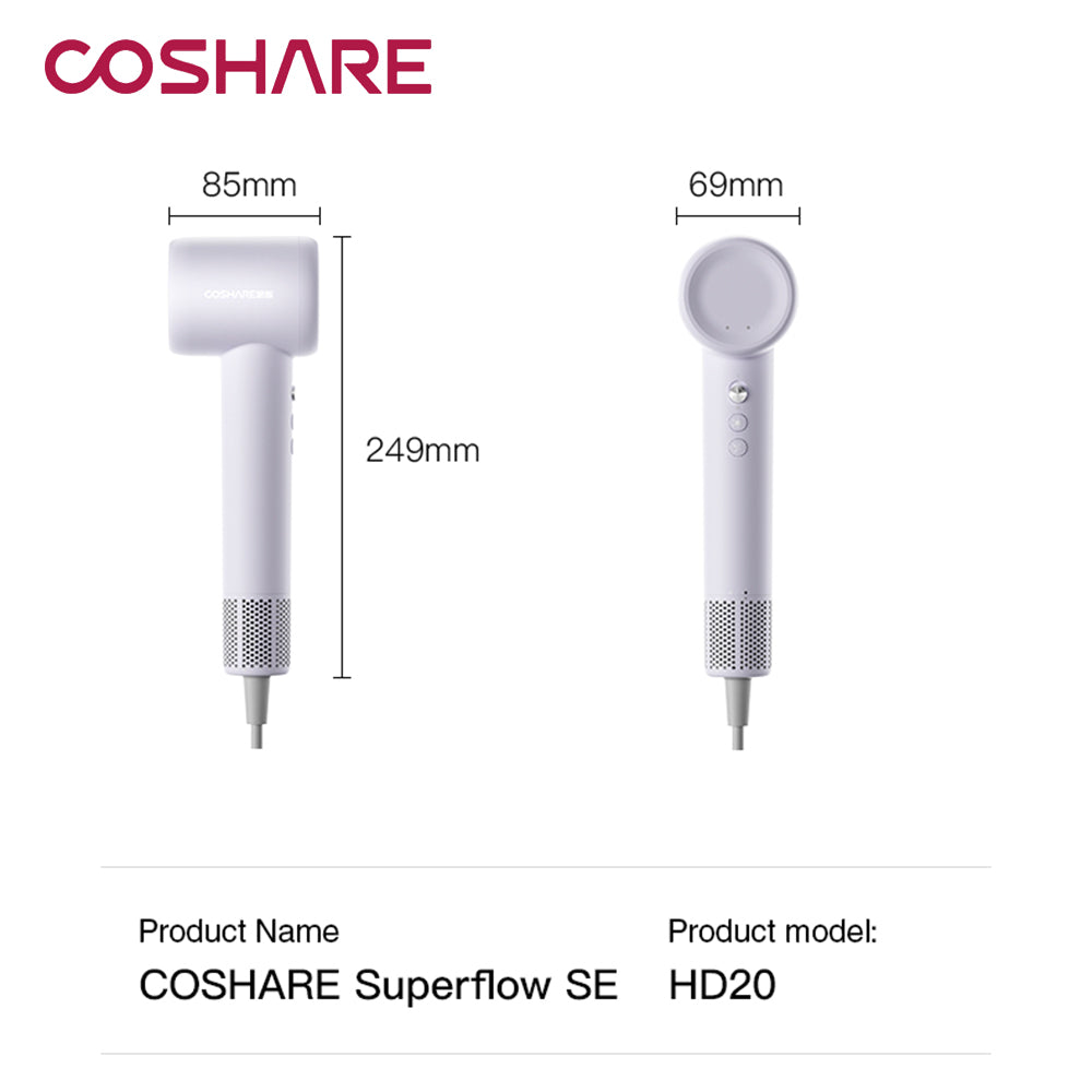 COSHARE SuperFlow SE 6億負離子護髮無葉風筒 HD20