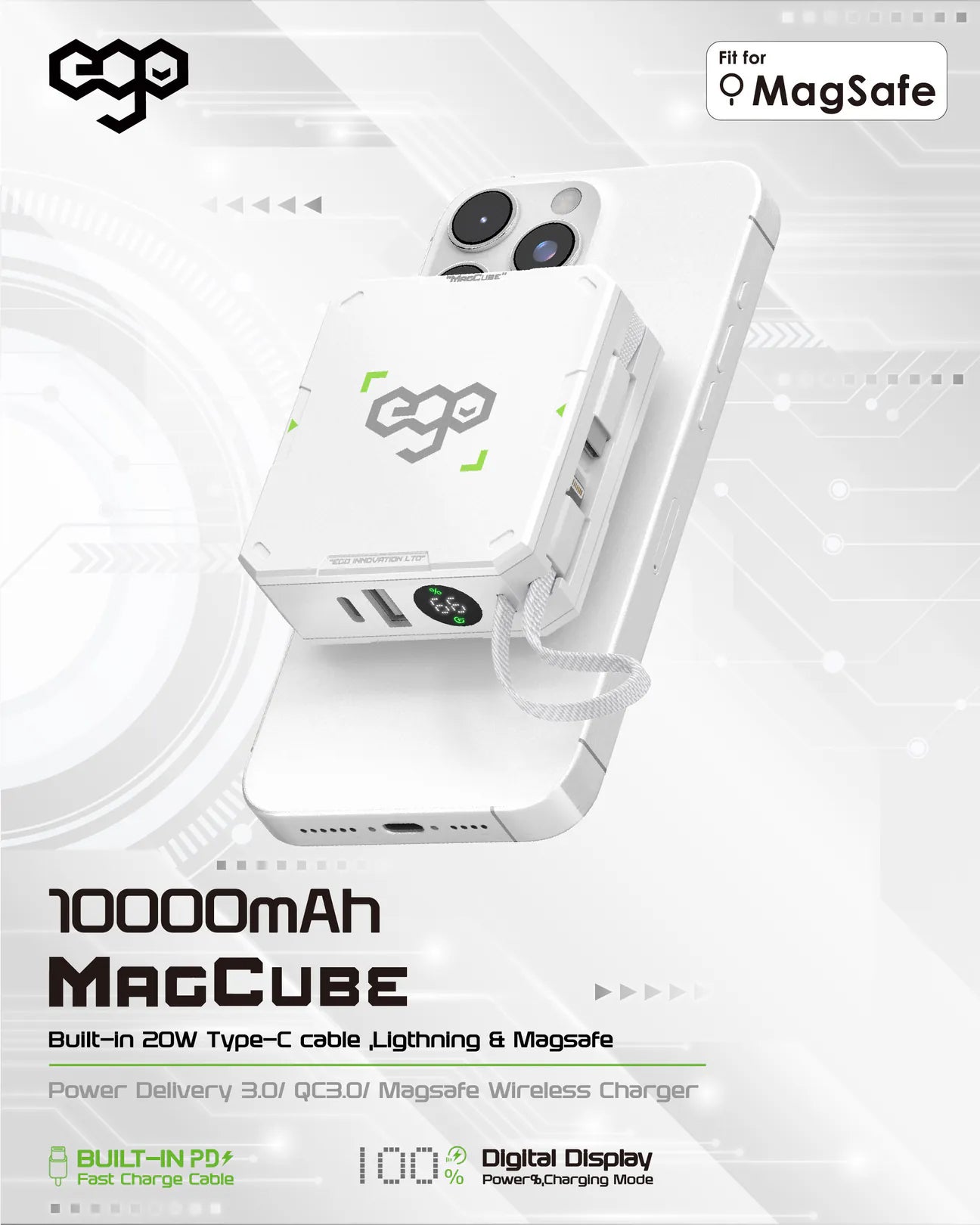 EGO MAGCUBE 10000mAh Magsafe 移動電源 MC-10