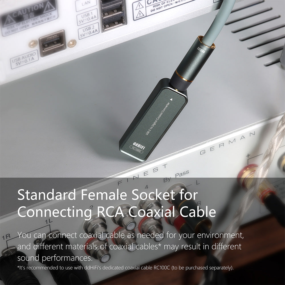 【接受預訂】ddHiFi TC100S USB-C(F) 同軸(RCA Coaxial) 轉換器